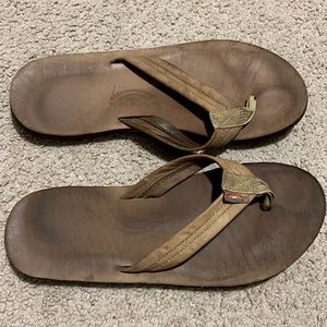 Rainbow dark brown flip flops